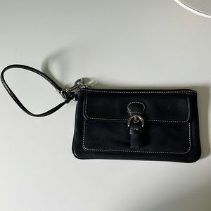 COACH black leather wristlet